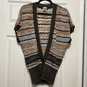 Missoni Deep V-Front Sweater Poncho Vest Sz Medium Chevron Pattern Multicolor
